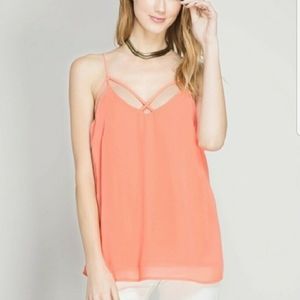Criss cross spaghetti strap cami top